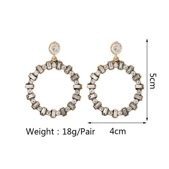 3/$35 Gold Large Dangle Drop Earrings Stainless Steel Diamond Rhinestone - Picture 6 of 7